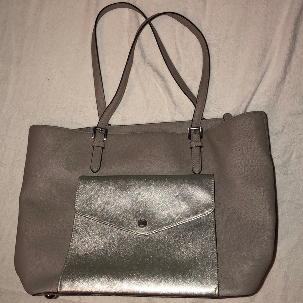 Michael Kors purse Gray with silver outer pocket